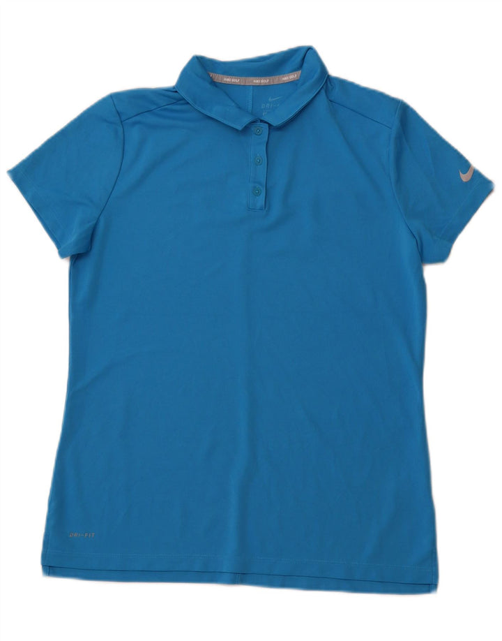 NIKE Womens Dri Fit Polo Shirt UK 16 Large Blue Polyester