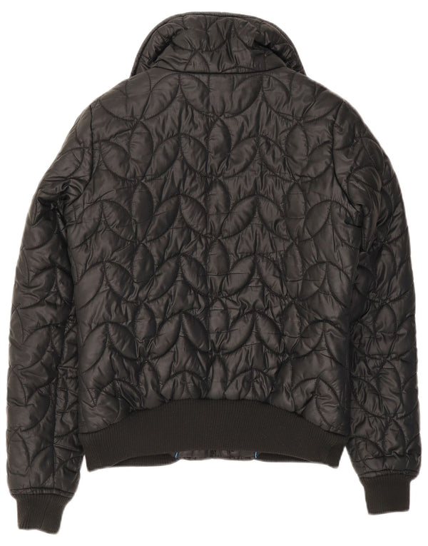 Adidas Womens Bomber Padded Jacket UK 12 Medium Black Polyester