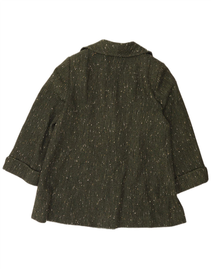 Vintage Womens Overcoat UK 14 Large Green Flecked
