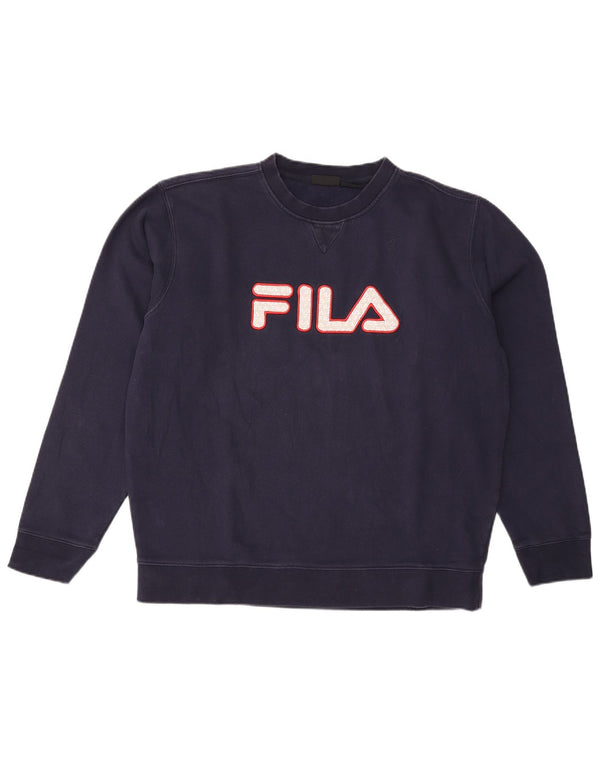 Fila Mens Graphic Sweatshirt Jumper XL Navy Blue Cotton