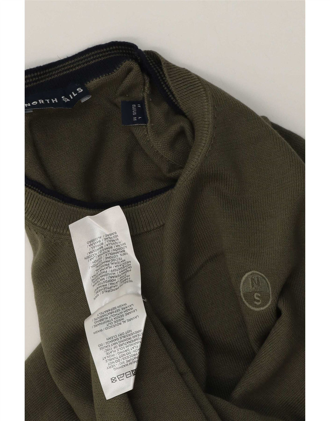 North Sails Mens Crew Neck Jumper Sweater Medium Khaki Cotton