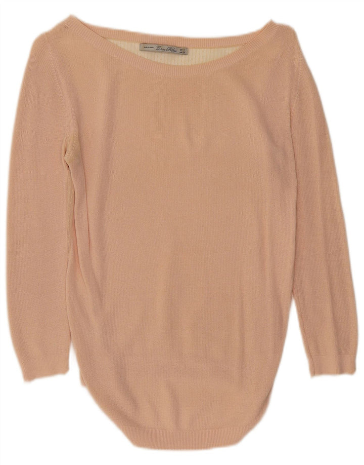 ZARA Womens Boat Neck Jumper Sweater UK 10 Small Pink