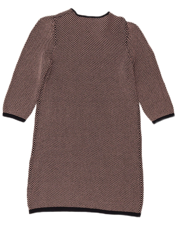 Cos Womens 3/4 Sleeve Jumper Dress UK 14 Medium Black Cotton