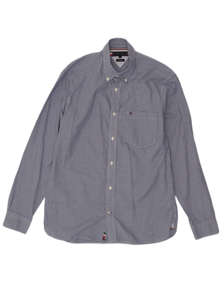 Tommy Hilfiger Mens Shirt Large Blue Gingham Cotton