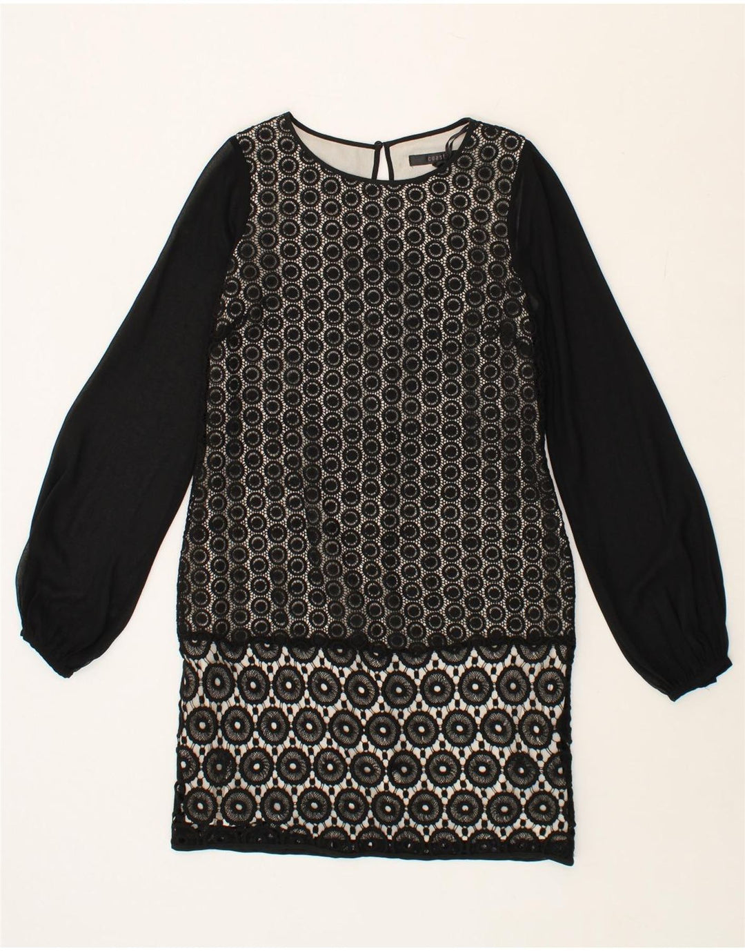 COAST Womens Abstract Pattern Long Sleeve Shift Dress UK 12 Medium Black Vintage Coast and Second-Hand Coast from Messina Hembry 