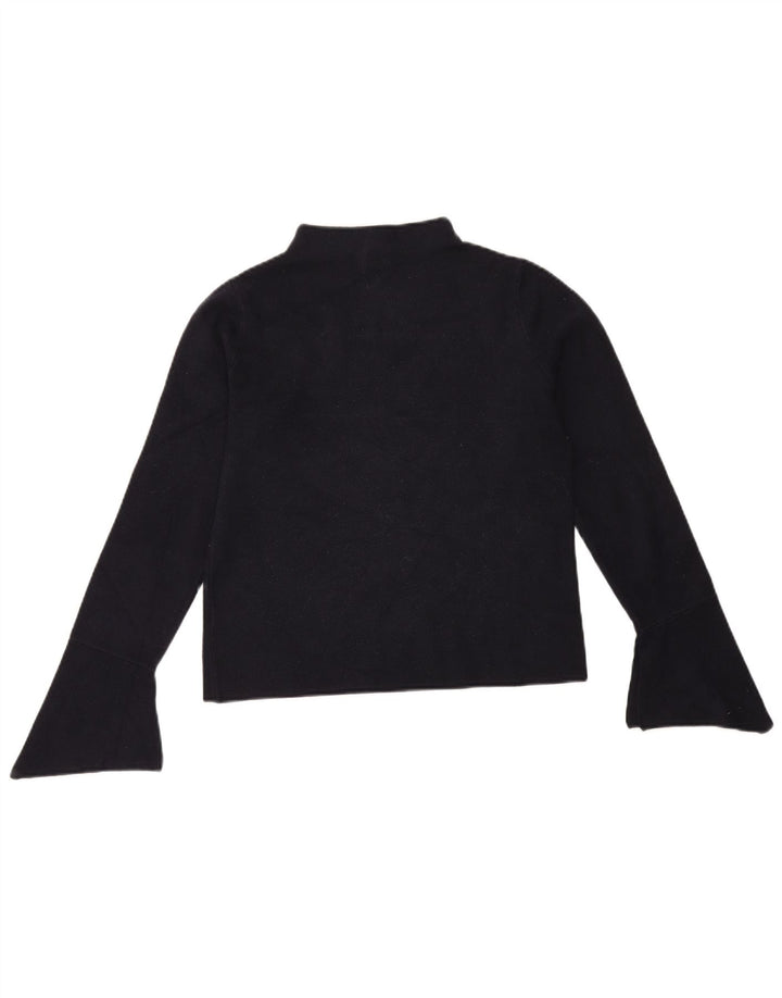 Marks & Spencer Womens Top Long Sleeve UK 12 Medium Navy Blue Viscose