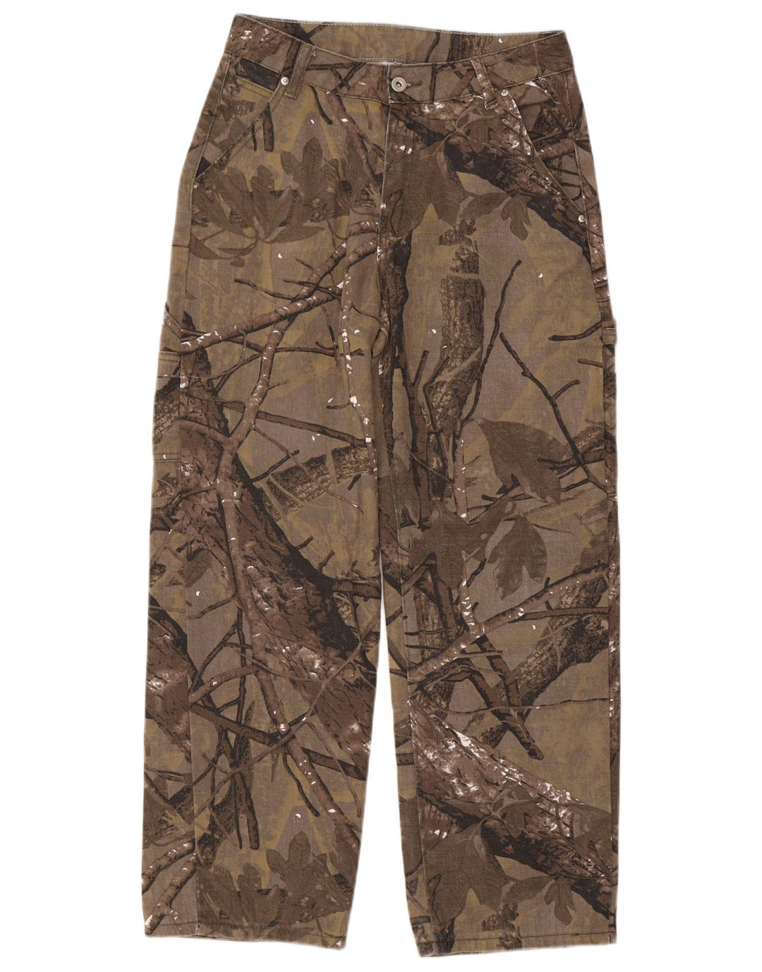 VINTAGE Mens Straight Cargo Trousers Medium W30 L27 Brown Floral