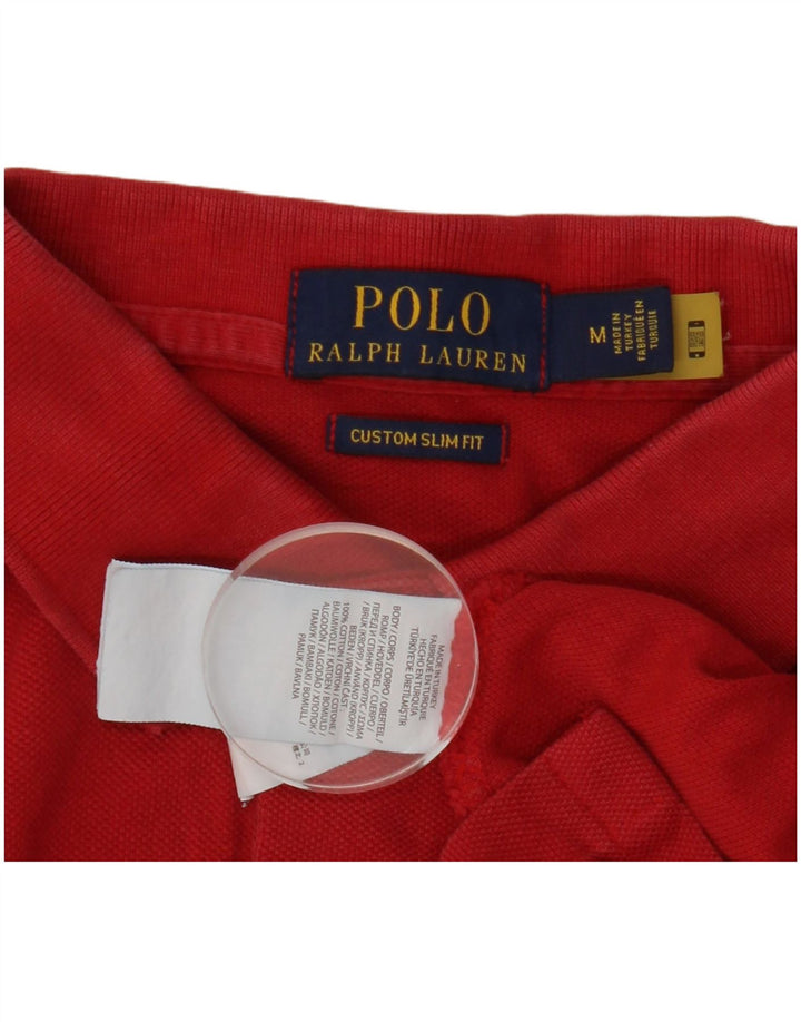 POLO RALPH LAUREN Mens Custom Slim Fit Polo Shirt Medium Red Cotton