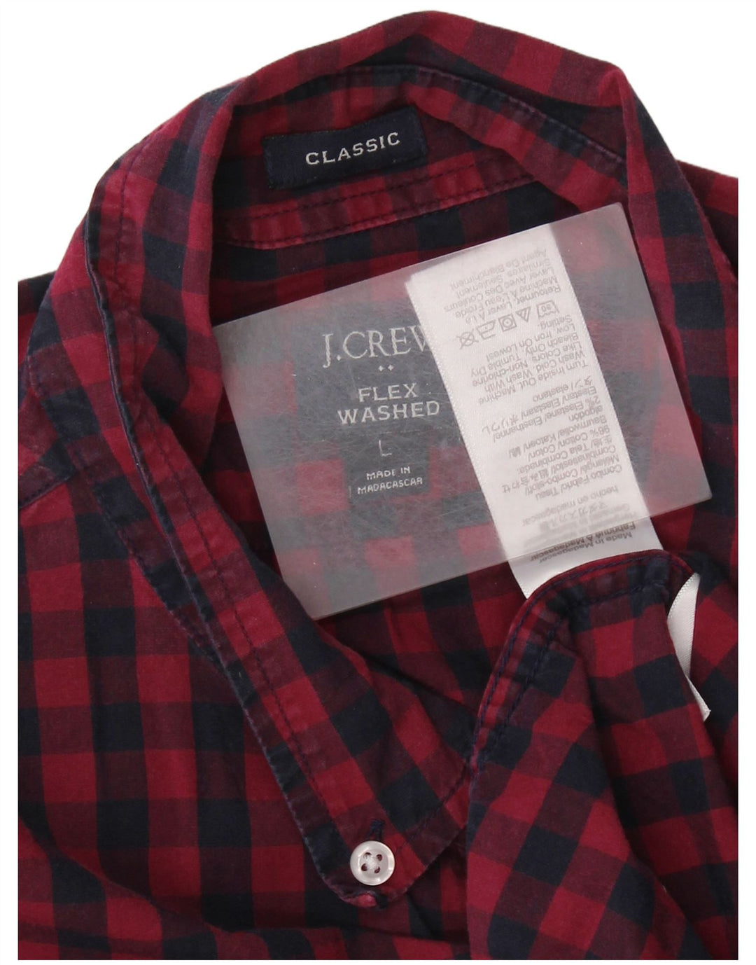 J. CREW Mens Classic Fit Shirt Large Navy Blue Gingham Cotton
