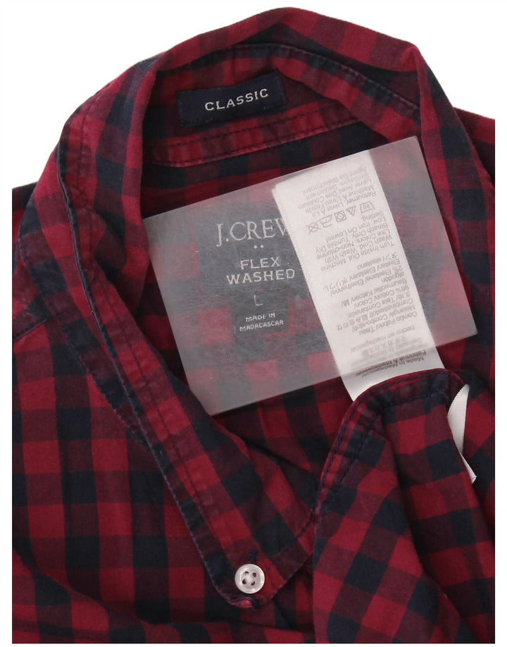 J. CREW Mens Classic Fit Shirt Large Navy Blue Gingham Cotton
