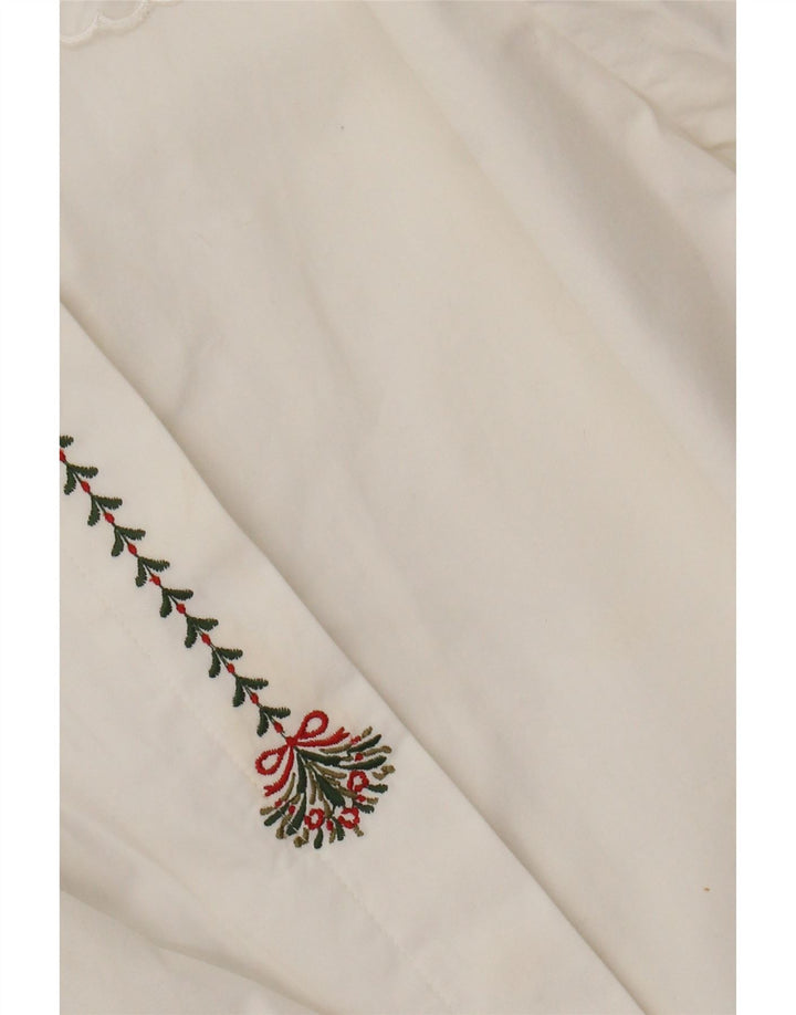 Benetton Womens Shirt Blouse IT 44 Medium Off White Cotton