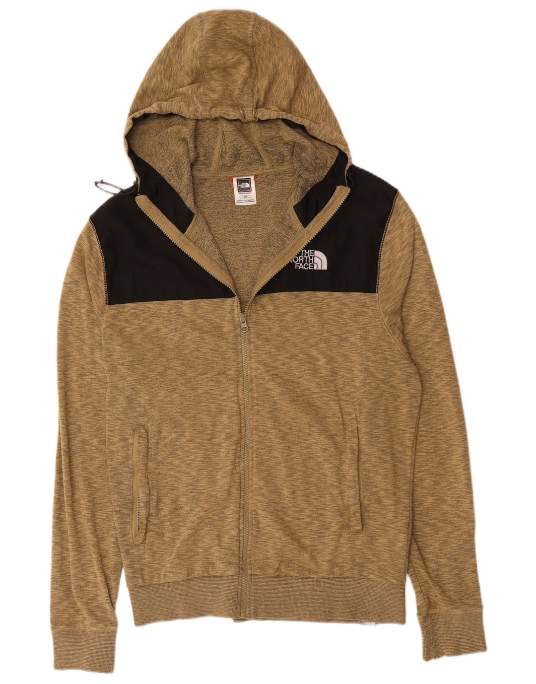 THE NORTH FACE Mens Zip Hoodie Sweater Medium Brown Colourblock Cotton