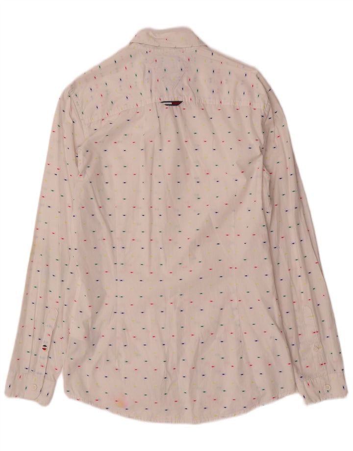 Tommy Hilfiger Mens Slim Fit Shirt Medium White Spotted Cotton