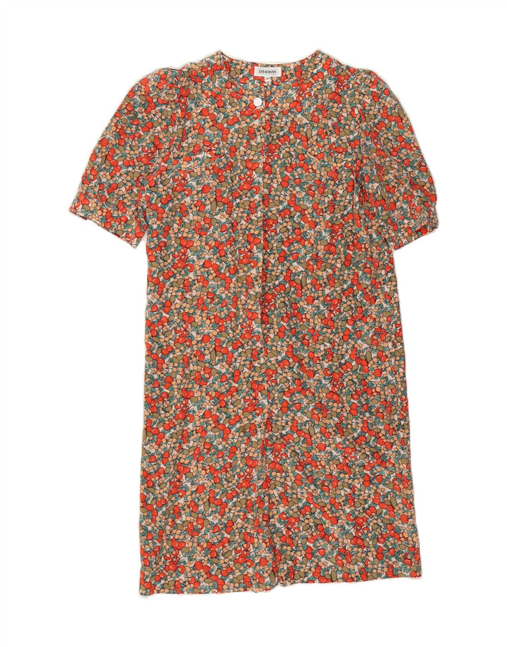 INCOM Womens Shift Dress IT 44 Medium Red Floral Silk Vintage Incom and Second-Hand Incom from Messina Hembry 