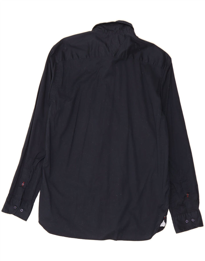TOMMY HILFIGER Mens Flex Regular Fit Shirt Medium Navy Blue Cotton Vintage Tommy Hilfiger and Second-Hand Tommy Hilfiger from Messina Hembry 