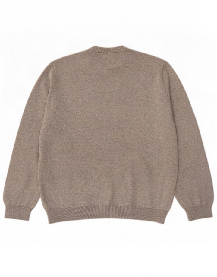 Marks & Spencer Mens V-Neck Jumper Sweater Large Grey Flecked Cotton