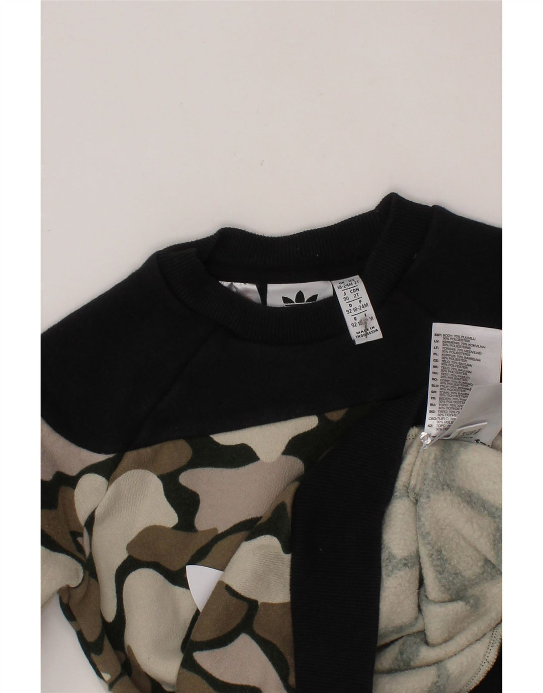 ADIDAS Baby Boys Graphic Sweatshirt Jumper 18-24 Months Khaki Camouflage