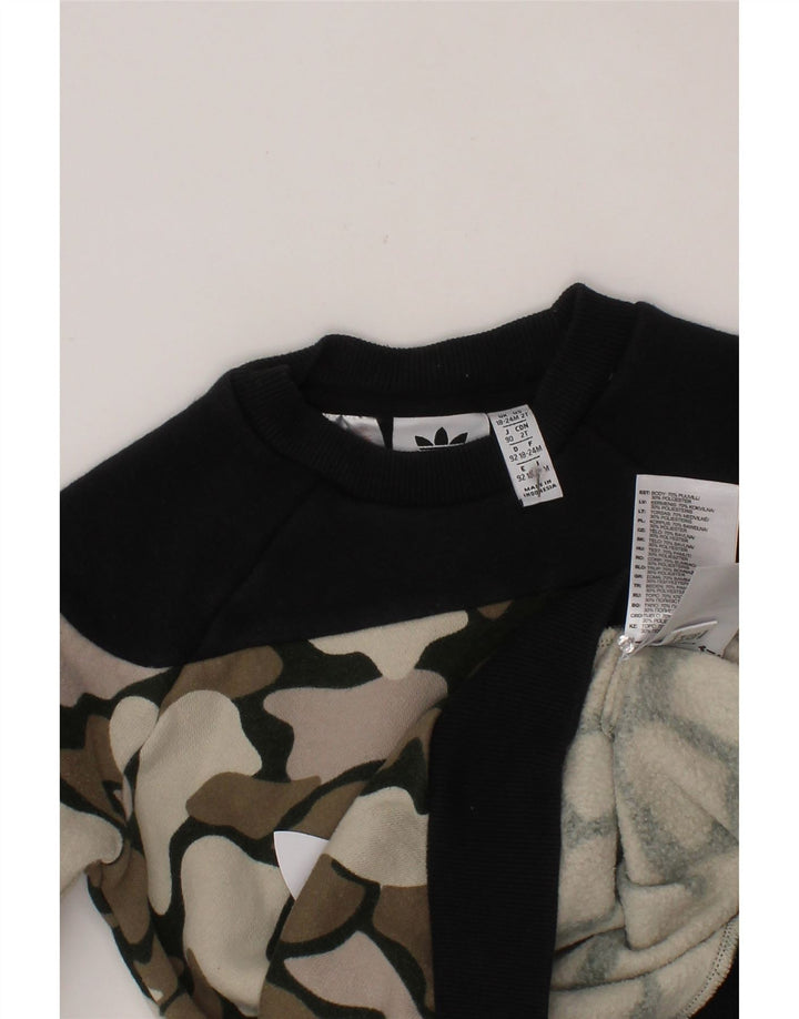 ADIDAS Baby Boys Graphic Sweatshirt Jumper 18-24 Months Khaki Camouflage