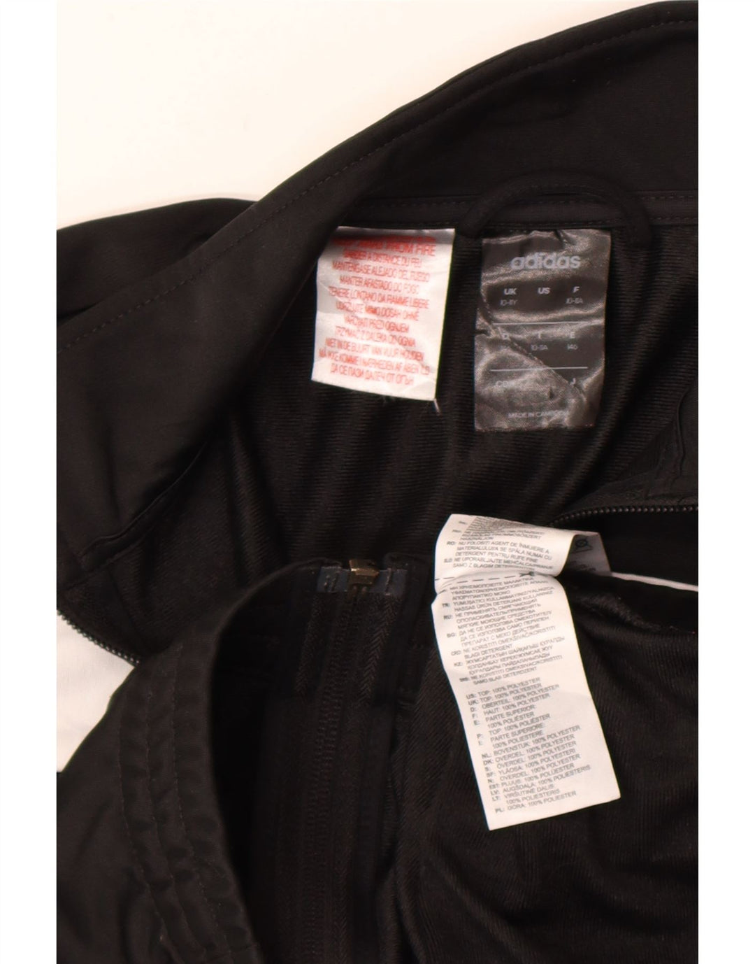 ADIDAS Boys Tracksuit Top Jacket 10-11 Years Black Colourblock Polyester