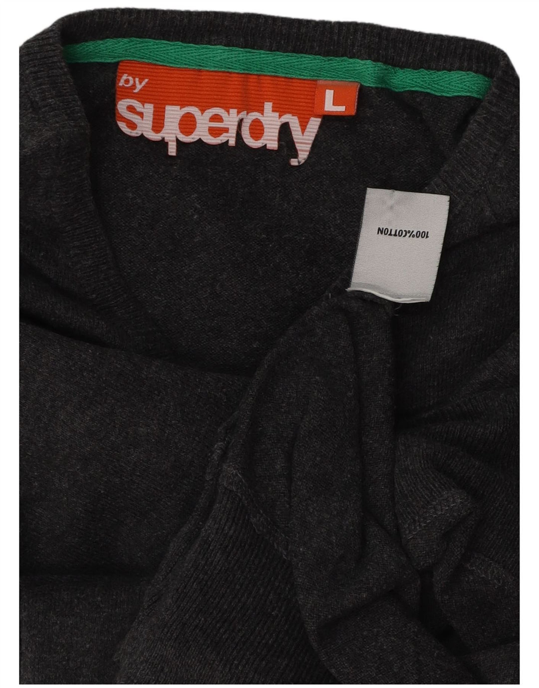 SUPERDRY Womens V-Neck Jumper Sweater UK 16 Large Grey Cotton