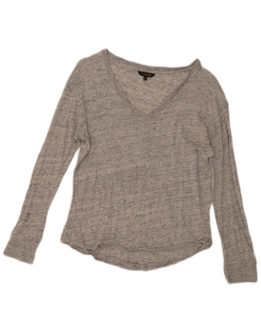 Massimo Dutti Womens Top Long Sleeve UK 12 Medium Grey Flecked