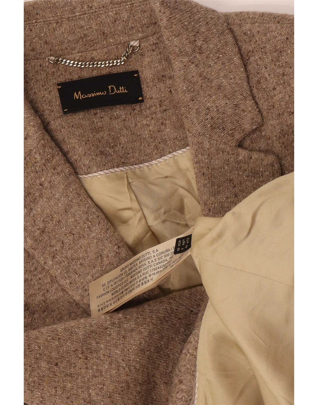 Massimo Dutti Womens 2 Button Blazer Jacket EU 38 Small Beige Flecked Wool