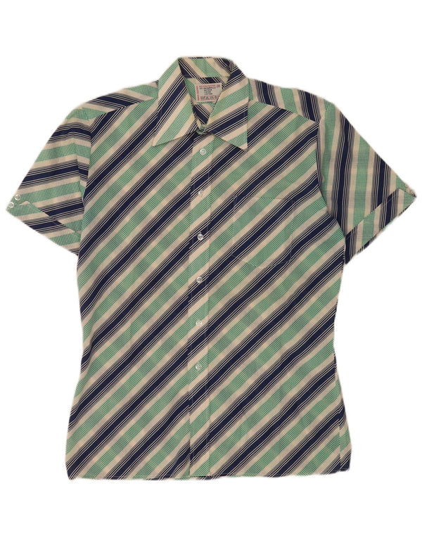 Vintage Mens Short Sleeve Shirt Size 39 Medium Multicoloured Striped