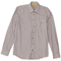 Camel Active Mens Regular Fit Shirt Medium White Pinstripe Cotton