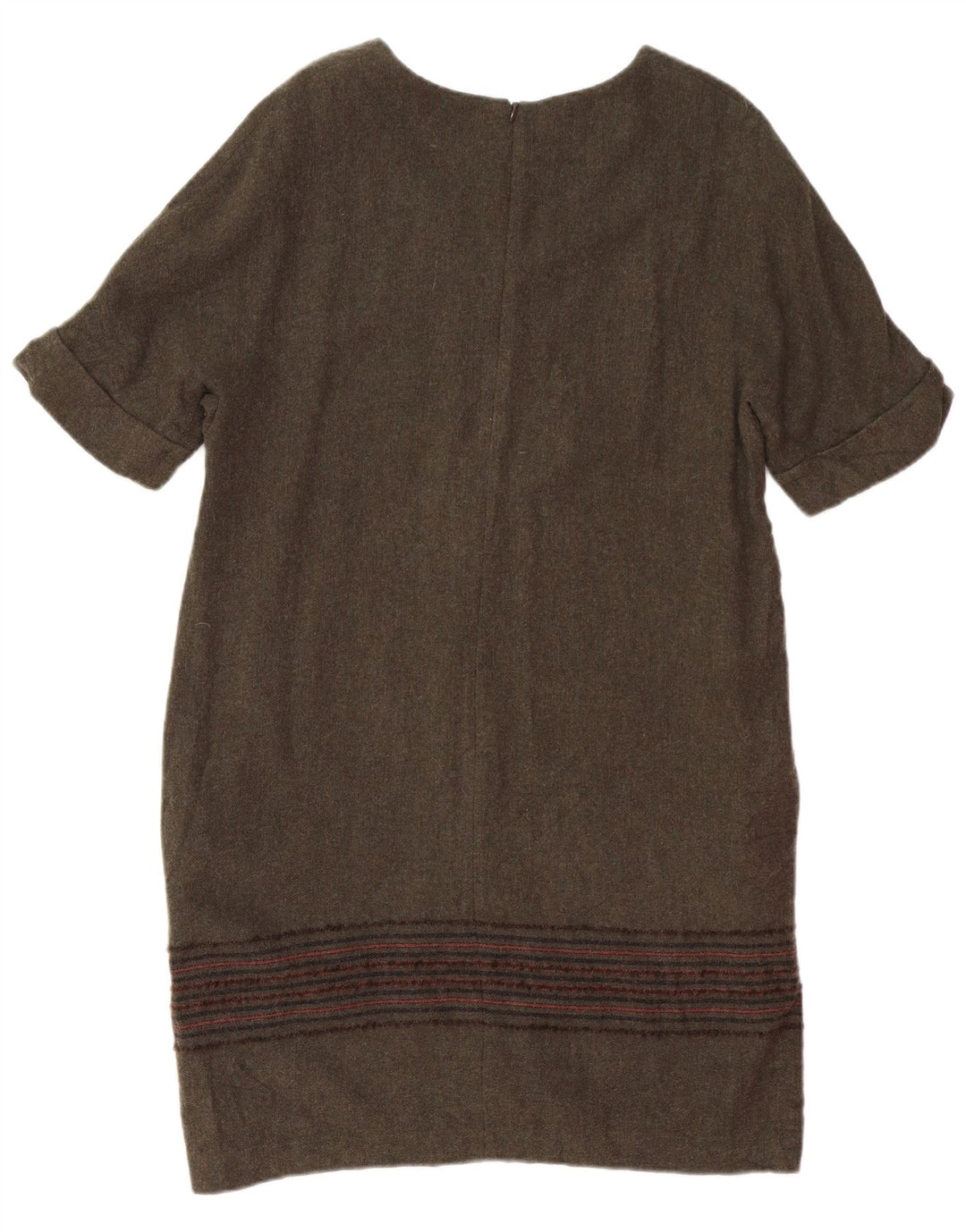 MASSIMO DUTTI Womens Shift Dress UK 14 Large Khaki Striped Wool