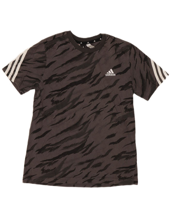 Adidas Boys T-Shirt Top 13-14 Years Grey Animal Print Cotton