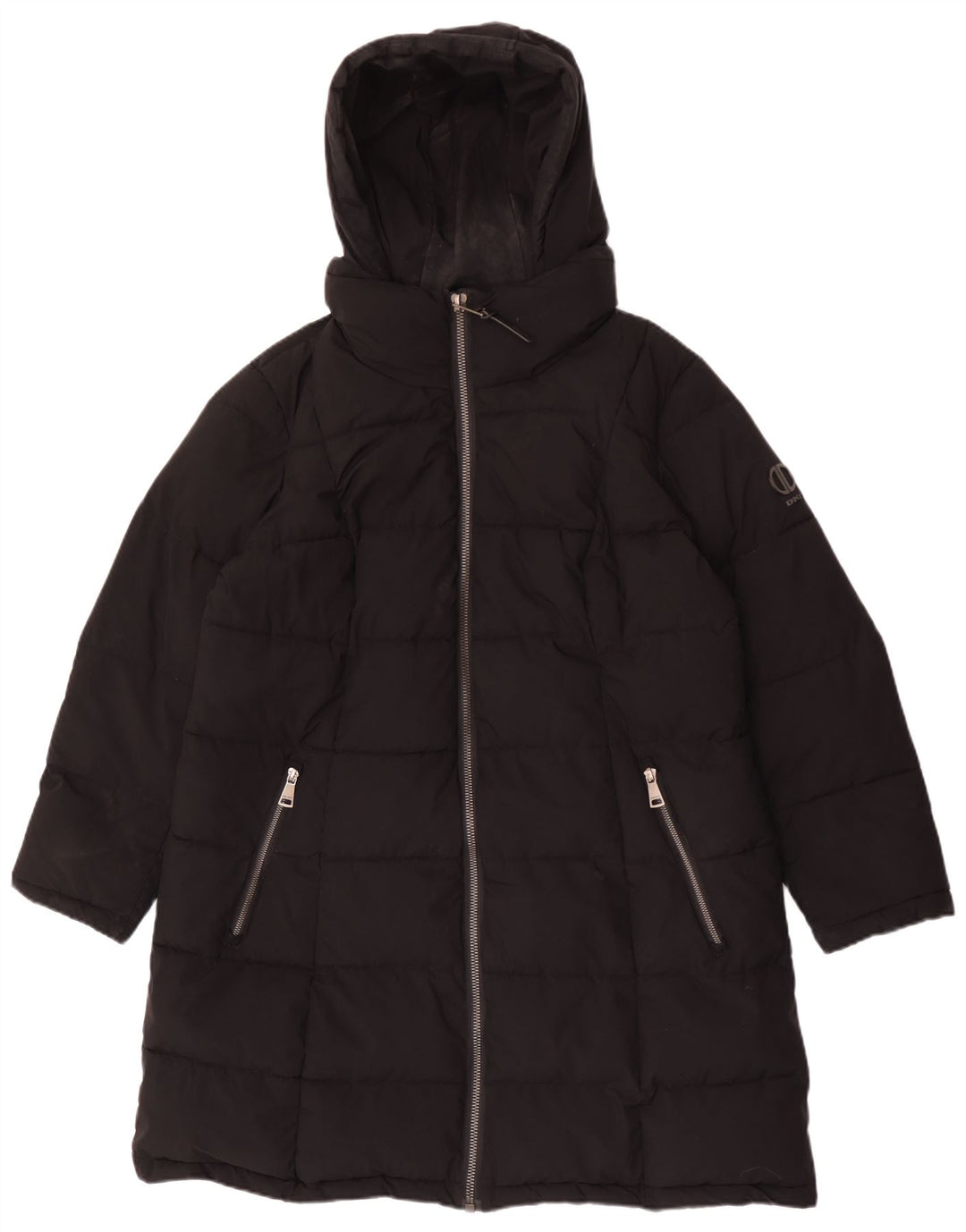 Dkny Womens Hooded Padded Coat UK 18 XL Black Polyester
