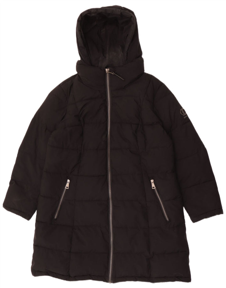 Dkny Womens Hooded Padded Coat UK 18 XL Black Polyester
