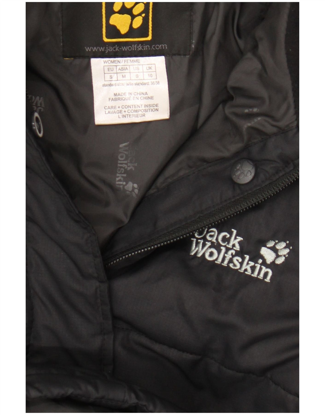 Jack Wolfskin Womens Hooded Padded Coat UK 10 Small  Black Polyester