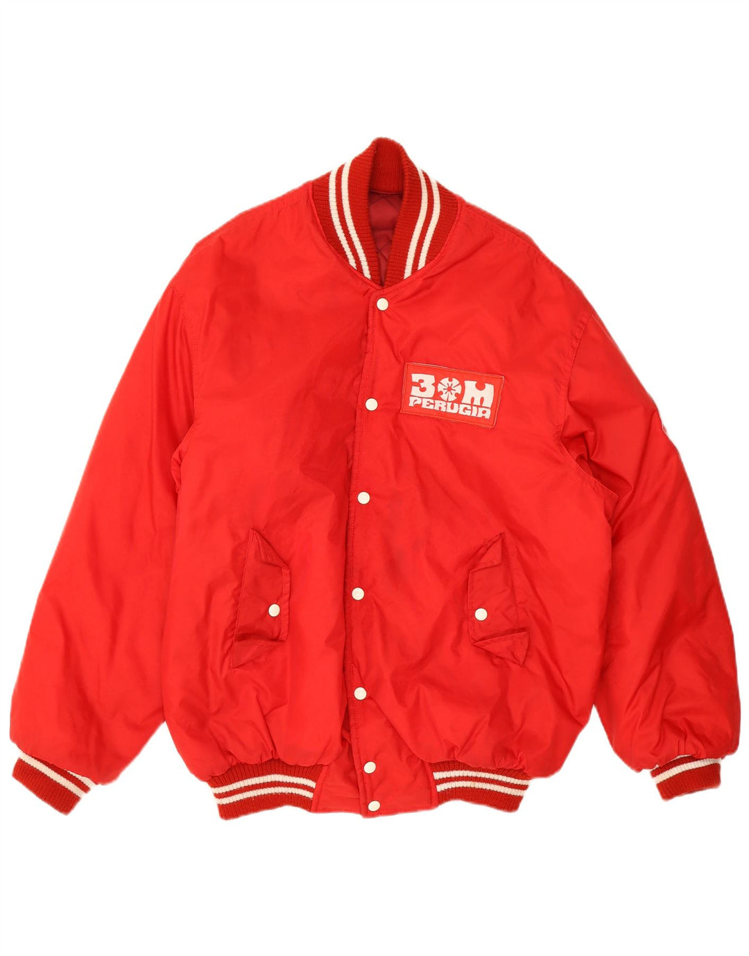 Vintage Mens Graphic Varsity Jacket UK 38 Medium Red Polyamide