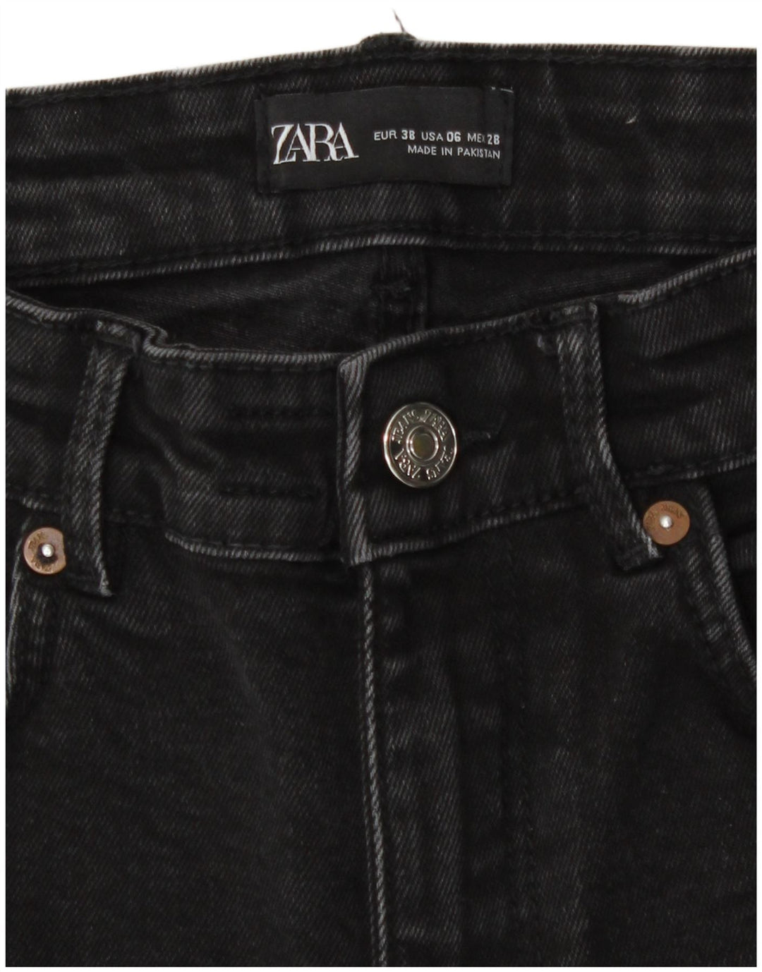 Zara Womens Bootcut Jeans EU 38 Small W28 L25 Black Cotton