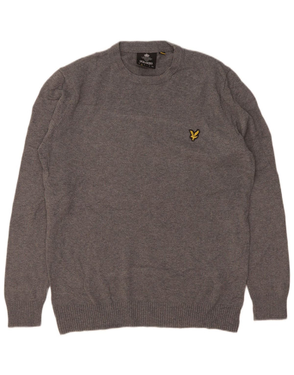 Lyle & Scott Mens Crew Neck Jumper Sweater Small Grey Flecked Cotton