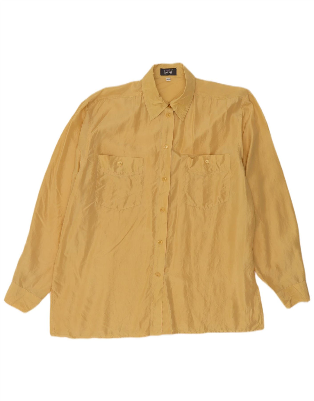LINEAV Womens Oversized Shirt Blouse EU 40 Medium Yellow Silk