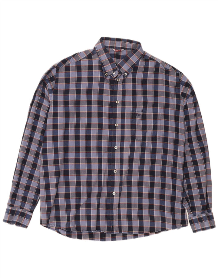 Carrera Mens Flannel Shirt 2XL Blue Check Cotton