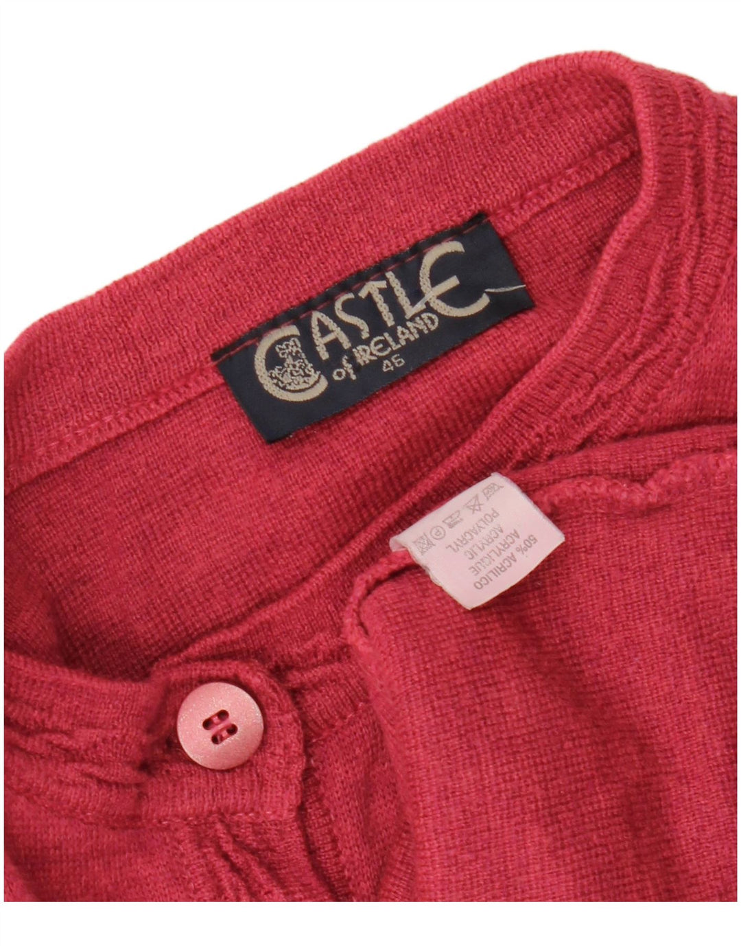 CASTLE OF IRELAND Womens Cardigan Sweater UK 16 Large Pink Wool