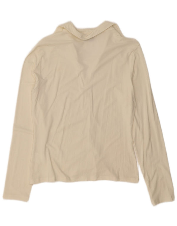 TRUSSARDI JEANS Womens Graphic Long Sleeve Polo Shirt UK 18 XL Off White