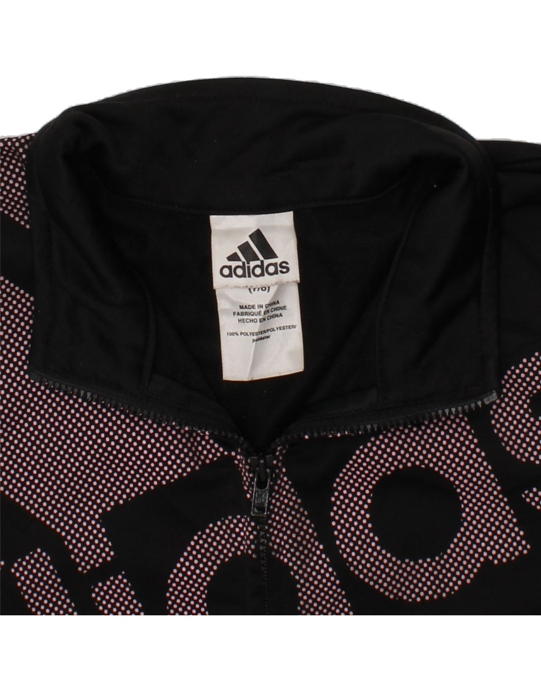 ADIDAS Boys Graphic Tracksuit Top Jacket 7-8 Years Small Black Polyester Vintage Adidas and Second-Hand Adidas from Messina Hembry 