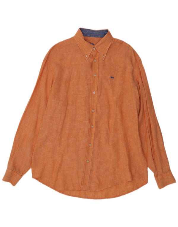 Harmont & Blaine Mens Shirt 2XL Orange Linen