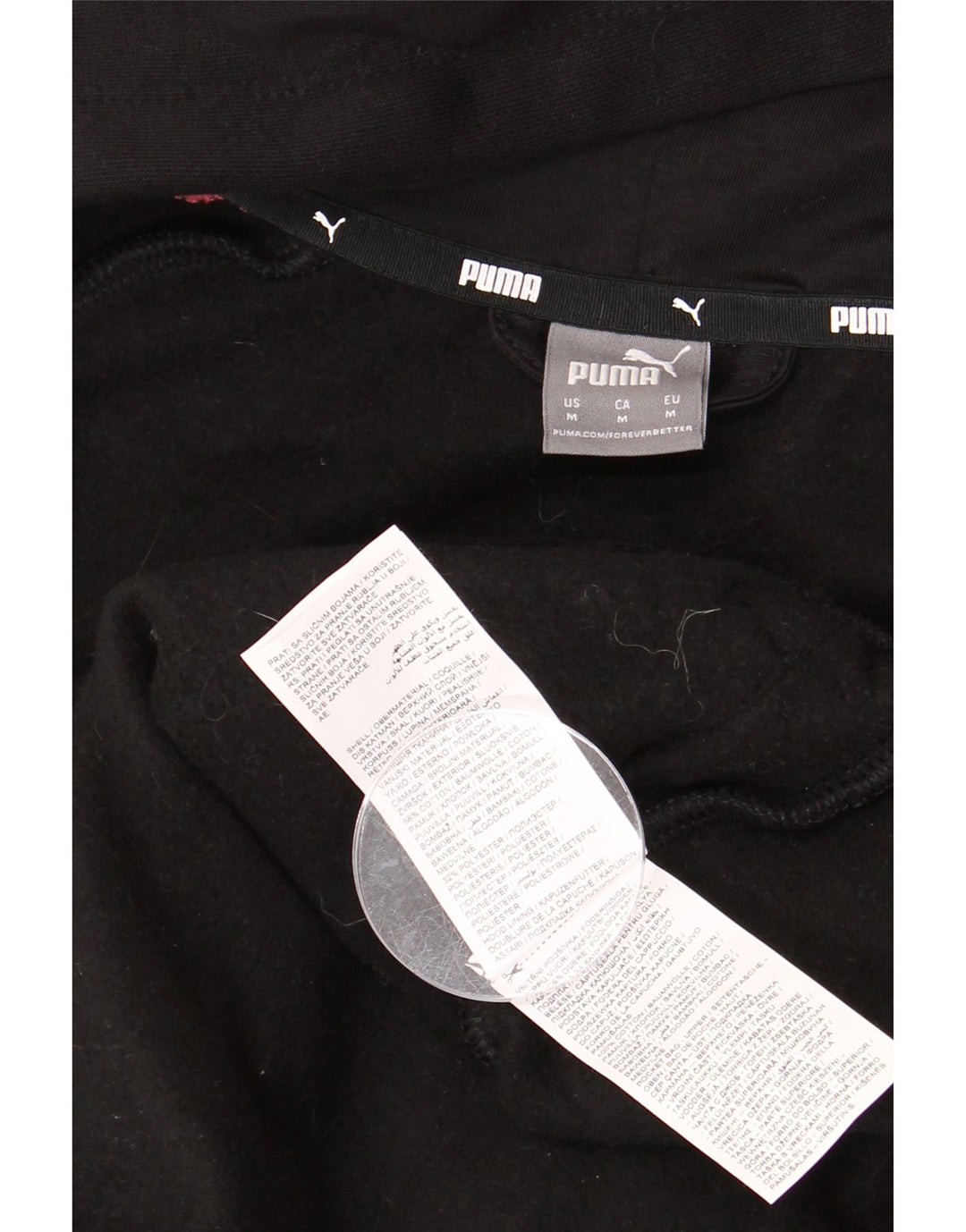 Puma Womens Zip Hoodie Sweater UK 14 Medium Black Colourblock Cotton