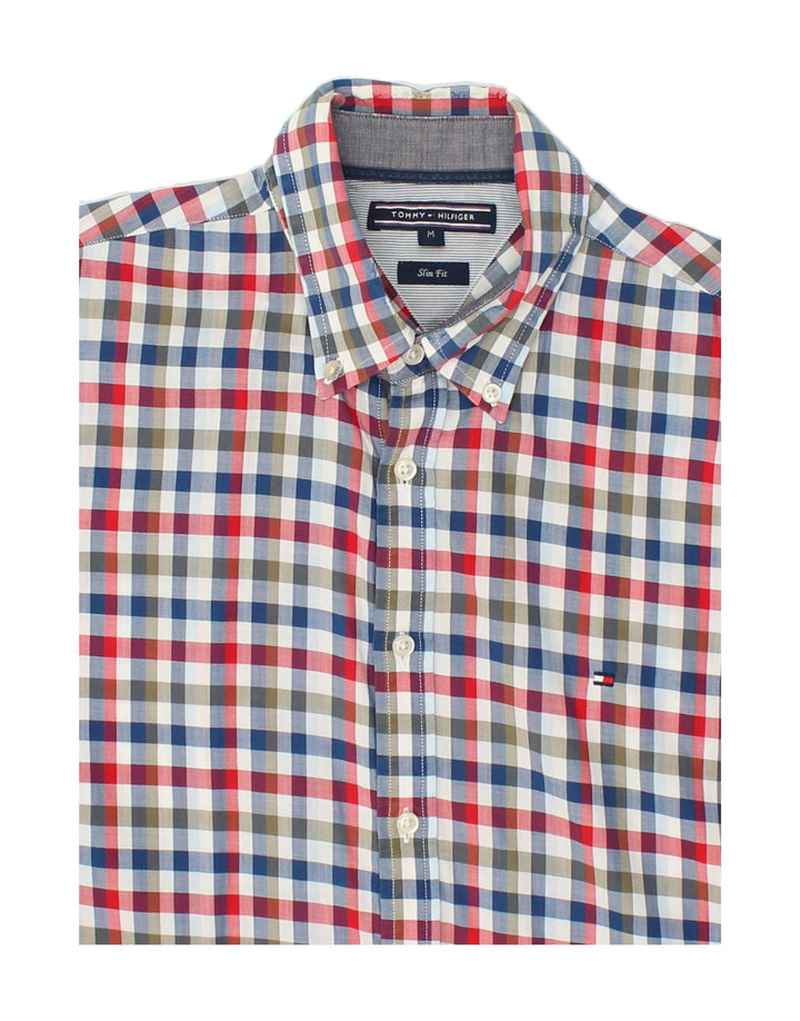 TOMMY HILFIGER Mens Slim Fit Shirt Medium Multicoloured Check Cotton Vintage Tommy Hilfiger and Second-Hand Tommy Hilfiger from Messina Hembry 