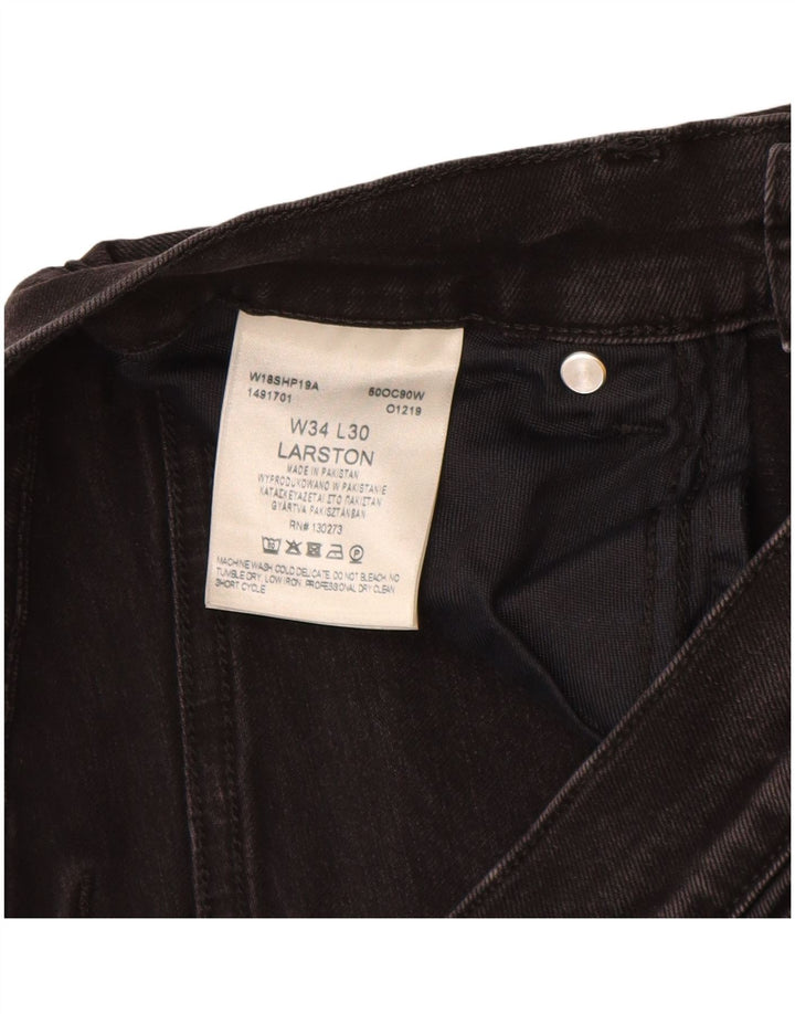 WRANGLER Mens Larston Slim Jeans W34 L28 Black Cotton