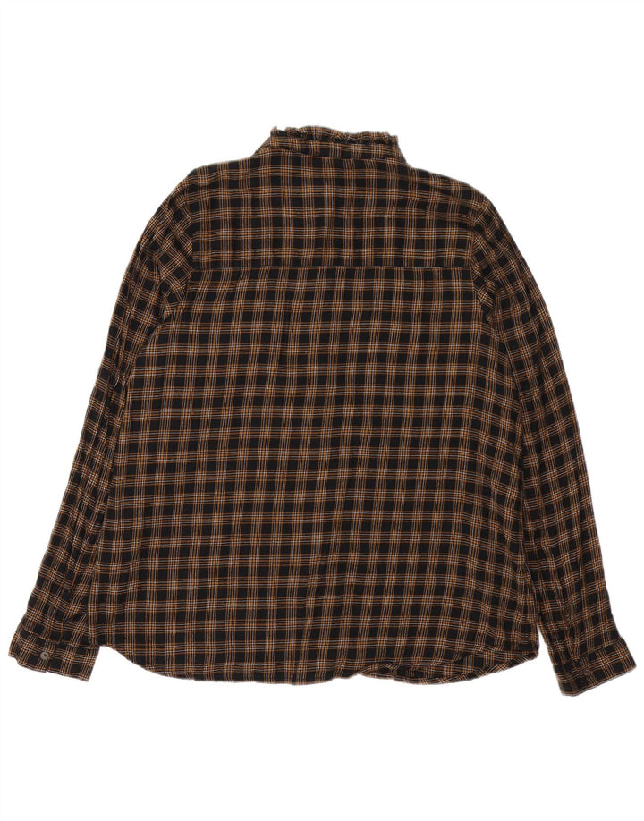 Fat Face Womens Shirt Blouse UK 12 Medium Brown Check Cotton