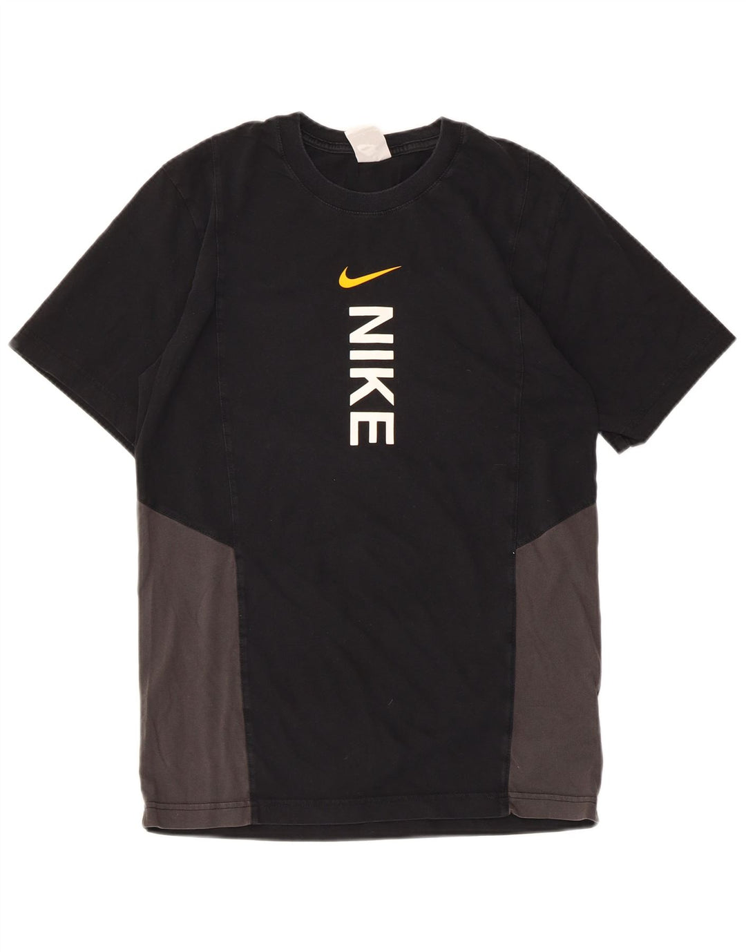 NIKE Mens Graphic T-Shirt Top Small Black Colourblock Cotton