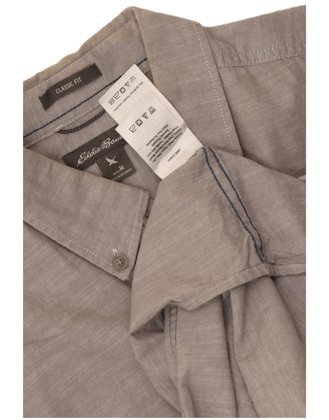Eddie Bauer Mens Classic Fit Shirt Medium Grey Cotton