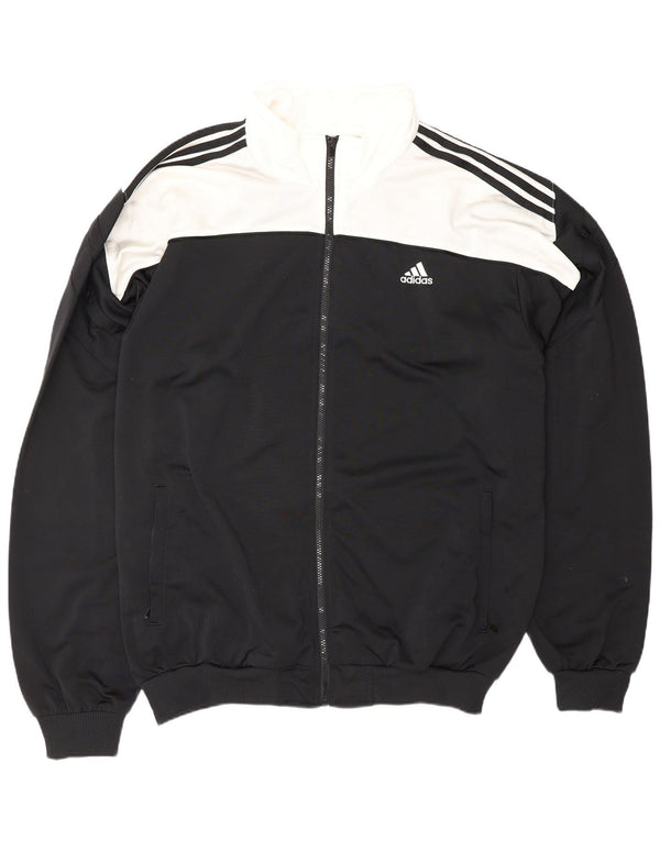 ADIDAS Mens Tracksuit Top Jacket UK 52/54 2XL Black Colourblock Polyester