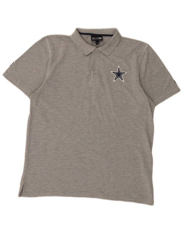 New Era Mens Dallas Cowboys Polo Shirt Large Grey Cotton